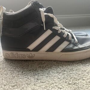 Adidas Black and White High-Top Sneakers
